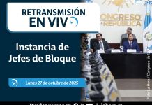 Retransmisión: Instancia de Jefes de Bloque este lunes 27 de octubre Instancia de Jefes de Bloque en el Congreso de la República. Foto La Hora
