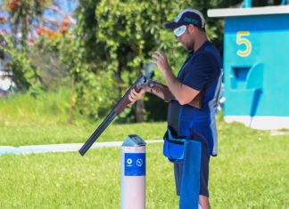 tirador Guatemalteco Jean Pierre Brol, durante la competencia de tiro. Foto La Hora: Carlos Vicente