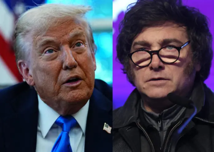 Trump y Milei sellarán su alianza durante una visita a la Casa Blanca Combo de fotografías en las que se ve al presidente de Estados Unidos, Donald Trump (i), y el presidente de Argentina, Javier Milei. Foto: La Hora/EFE/ Aaron Schwartz/ Juan Ignacio Roncoroni