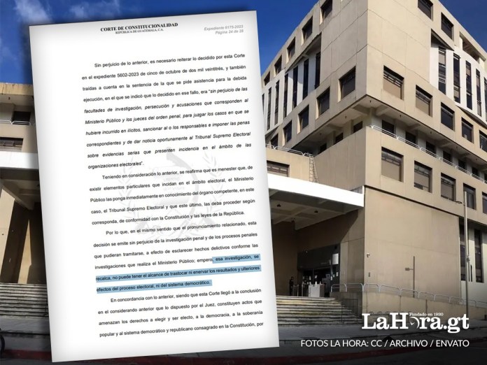 En la resolución emitida este miércoles 29 de octubre, la Corte de Constitucionalidad (CC) advirtió al Ministerio Público (MP), dirigido por la fiscal general Consuelo Porras, que las investigaciones que lleve a cabo no deben de trastocar los resultados y los efectos del proceso electoral de 2023. 
