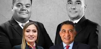 Los magistrados Claudia Paredes y el magistrado Mauricio Corado Campos.