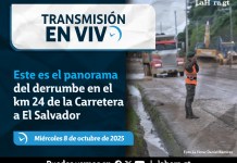 En vivo: Este es el panorama del derrumbe en el km 24 de la carretera a El Salvador Por tercer día consecutivo, autoridades continúan con la limpieza del derrumbe en el kilómetro 24 de carretera a El Salvador. Arte La Hora: Alejandro Ramírez.