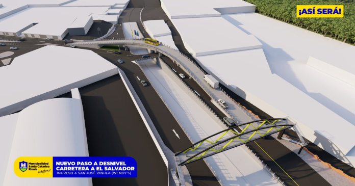 Modelo de la entrada del nuevo paso a desnivel de San José Pinula: Foto La Hora: Sebastián Siero