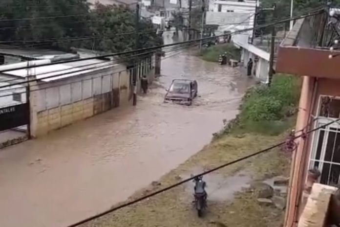 Inundación registrada en Huehuetenango por persistentes lluvias. Foto La Hora: Conred