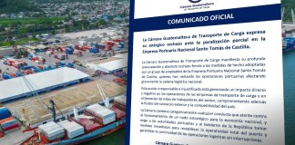 Comunicado de la Cámara de Transporte de Carga por paralización parcial en Empresa Portuaria Nacional Santo Tomás de Castilla. Foto La Hora