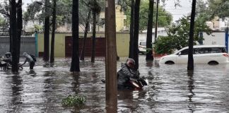 Inundación reportada en el anillo periférico. Foto La Hora: Redes Sociales