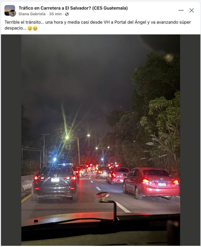 Reporte de tránsito en Carretera a El Salvador. Foto La Hora: Captura de pantalla 