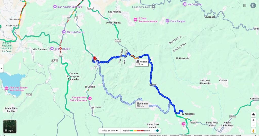 Ruta alterna Amberes Santa Rosa