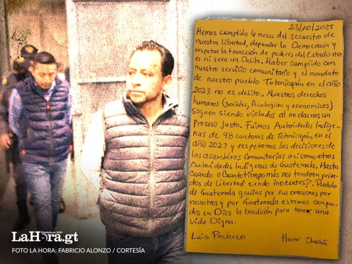 Seis meses de la captura de Luis Pacheco y Héctor Chaclán, autoridades indígenas criminalizadas. Foto La Hora Seis meses de la captura de Luis Pacheco y Héctor Chaclán, autoridades indígenas criminalizadas. Foto La Hora