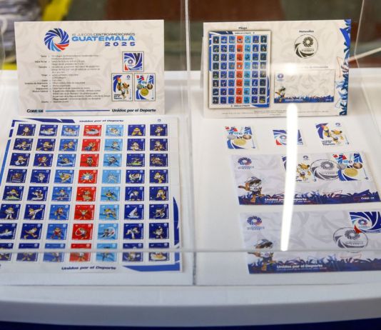 Sellos conmemorativos por Juegos Centroamericanos Guatemala 2025. Foto La Hora: CIV