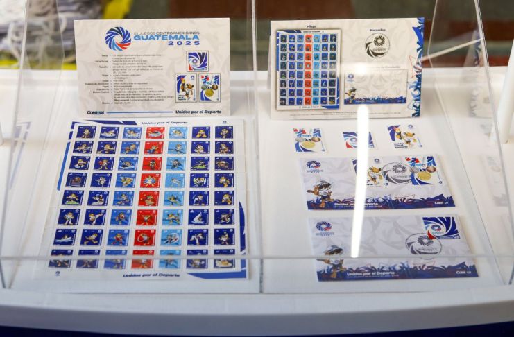 Sellos conmemorativos por Juegos Centroamericanos Guatemala 2025. Foto La Hora: CIV