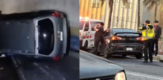 Al menos tres hechos tránsito en Villa Nueva, un carro y contenedor volcado. Foto La Hora: Policía Municipal de Tránsito (PMT) de Villa Nueva