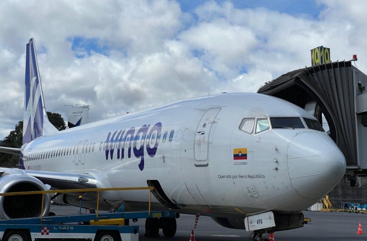 Vuelo piloto de Wingo arriba al Aeropuerto La Aurora previo al inicio de operaciones.