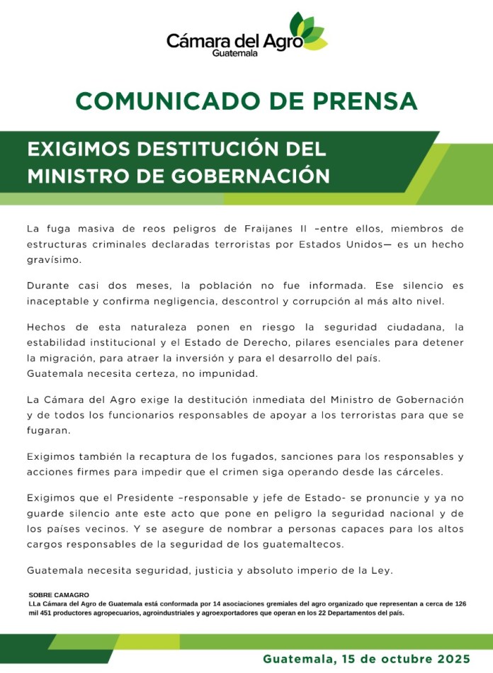 comunicado camagro reos