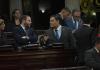 Los diputados Álvaro Arzú Escobar y Allan Rodríguez cuestionaron la vigencia del veto al Decreto 7-2025. Foto: La Hora / José Orozco