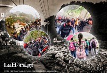 Cientos de personas caminaron por derrumbe en el kilómetro 24 de carretera a El Salvador Cientos de personas obligadas a caminar por derrumbe registrado en el km 24 de carretera a El Salvador Foto: CES Guatemala/ S-O-S Carretera a El Salvador