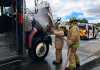 Incendio registrado en km kilómetro 61 de la ruta Interamericana debido a un bus extraurbano.
