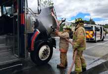 Bus extraurbano se incendia en el kilómetro 61 de la ruta Interamericana Incendio registrado en km kilómetro 61 de la ruta Interamericana debido a un bus extraurbano.