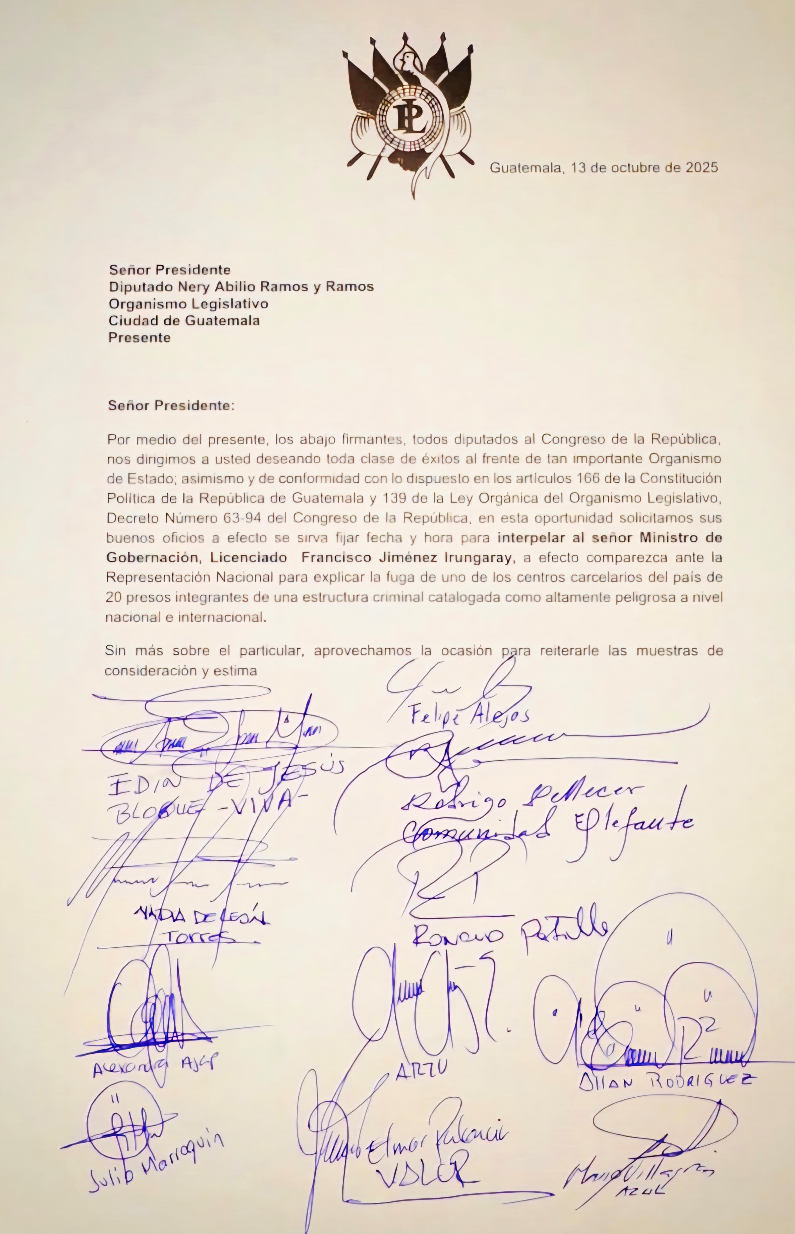 Interpelación del Ministro de Gobernación