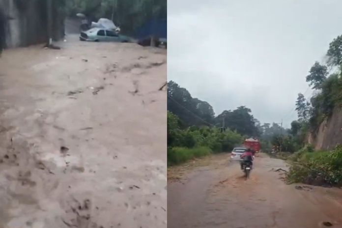 Inundaciones y derrumbres registrados en Fraijanes y San Jose Pinula. Foto La Hora: Captura de Pantalla