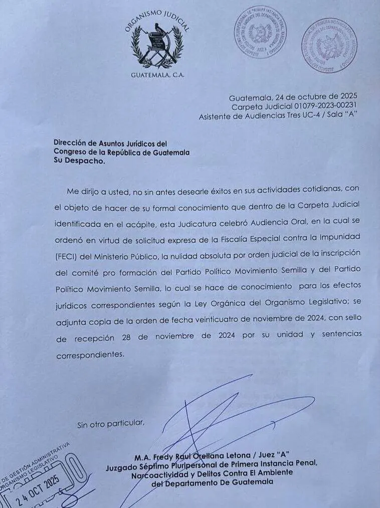 Juez Fredy Orellana dictó la nulidad contra el partido Movimiento Semilla. Foto La Hora: Cortesía