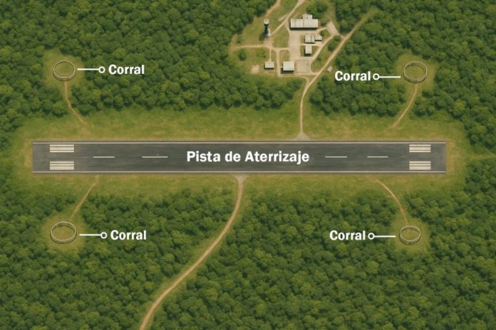 Mapa del plan para capturar y reubicar fauna silvestre en el Aeródromo Mundo Maya. Foto La Hora: DGAC