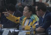 Consuelo Porras se negó a responder por el sueldo que devenga como jefa del Ministerio Público, a pesar de ser fondos públicos. Foto: La Hora / Fabricio Alonzo