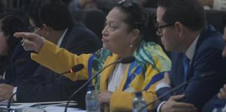 Consuelo Porras se negó a responder por el sueldo que devenga como jefa del Ministerio Público, a pesar de ser fondos públicos. Foto: La Hora / Fabricio Alonzo