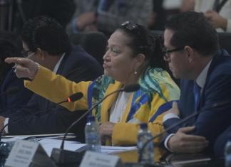 Consuelo Porras se negó a responder por el sueldo que devenga como jefa del Ministerio Público, a pesar de ser fondos públicos. Foto: La Hora / Fabricio Alonzo