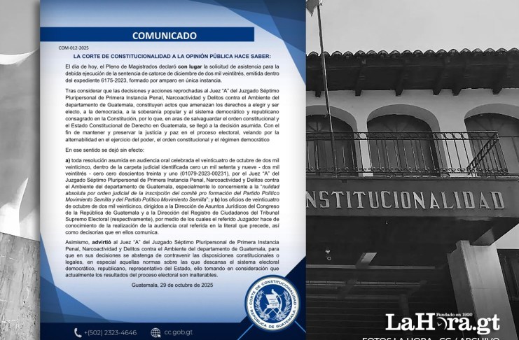 La Corte de Constitucionalidad dejó sin efecto la resolución del juez Fredy Orellana entorno a la nulidad del partido Movimiento Semilla. Arte La Hora: Alejandro Ramírez