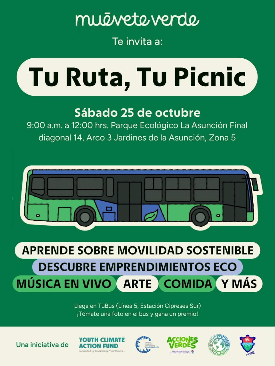 Municipalidad de Guatemala y Globals Hapers Guatemalainvitan a la actividad "Tu Ruta, Tu picnic" Foto: Educación ambiental MuniGuate
