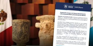 Guatemalteca residente en México devuelve 61 piezas culturales para su resguardo en el país.