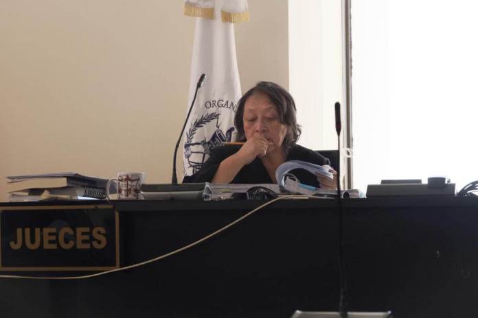 La Sala Primera de Apelaciones de Mayor Riesgo rechazó una recusación y confirmó a la jueza Abelina Cruz dentro del caso Libramiento de Chimaltenango. Foto La Hora: Daniel Ramírez