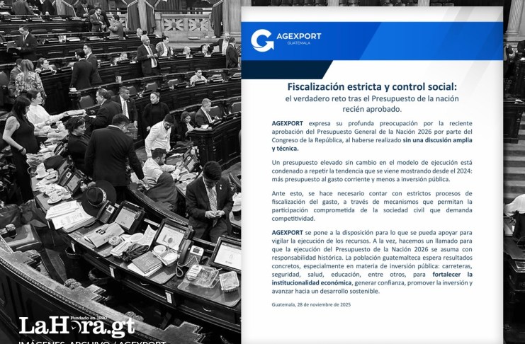 AGEXPORT se pronuncia sobre presupuesto 2026. Arte La Hora: Alejandro Ramírez.