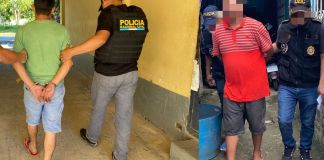 Los capturados son los supuestos del responsable de darle muerte a una mujer y a un niño en Puerto Barrios, Izabal. Foto La Hora: PNC