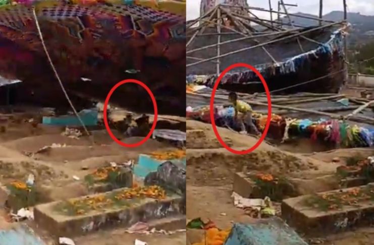 Circula en redes sociales un video que muestra el momento exacto en que un barrilete gigante cae sobre un niño en Santiago. Foto La Hora: captura.