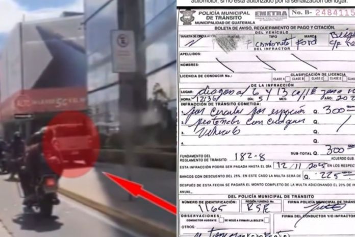 Sanción impuesta a un conductor de un vehículo tipo camioneta. Foto La Hora: captura de pantalla.