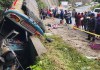 Accidente de tránsito colectivo donde se ve involucrado un bus de transporte extraurbano en el km 107 ruta interamericana Foto: ASONBOMD GUATEMALA