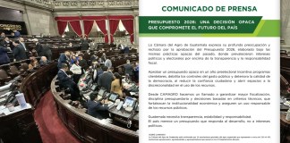 Comunicado de Cámara de Agro (CAMAGRO) sobre presupuesto 2026. Arte La Hora: Alejandro Ramírez.