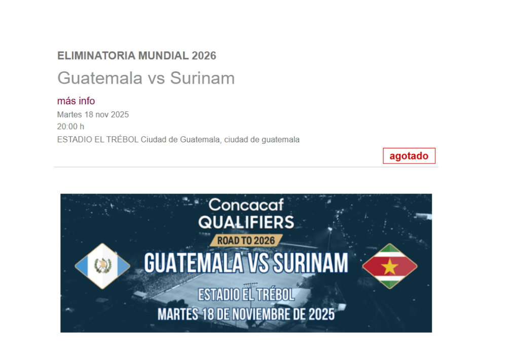Boletos agotados para los partidos de Guatemala rumbo al Mundial 2026