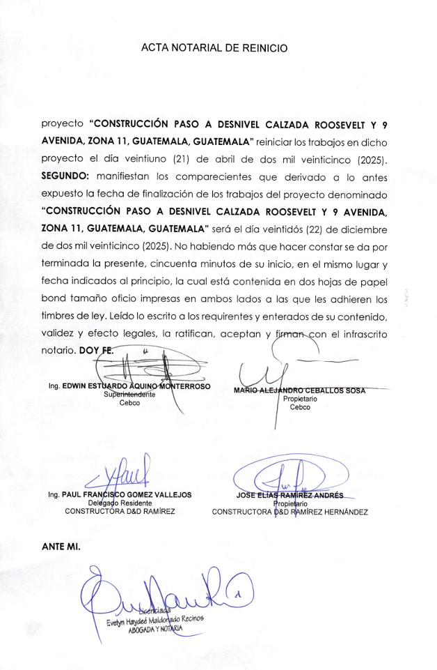 acta reactivación obra roosevelt