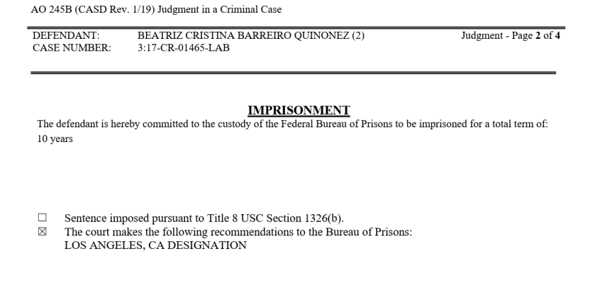 condena de Barreiro Quiñónez