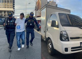 Alias "Zancudo" capturado por presuntamente intentar robar un camión en la zona 3 capitalina. Foto La Hora: PNC