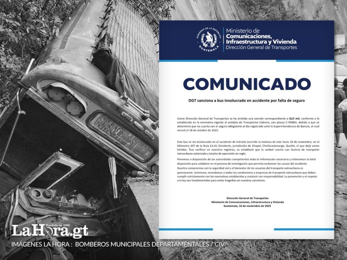 DGT multa a bus tras accidente en Chupol por no contar con seguro.