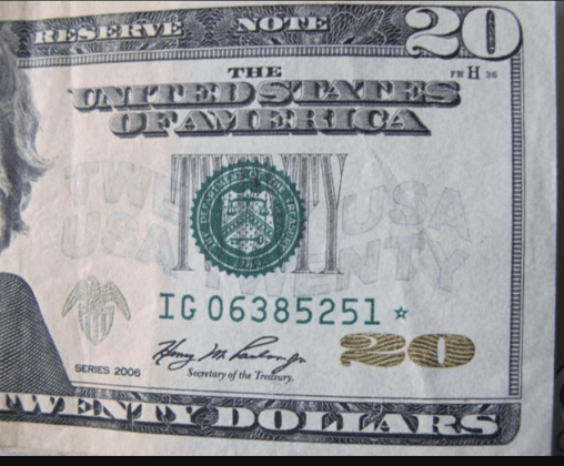 billete de 20 dólares con estrella