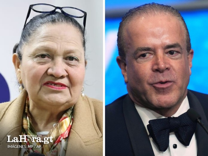 La fiscal general de Guatemala, María Consuelo Porras, y el dueño del Miss Universo acusado de liderar una red de tráfico de drogas y combustible, Raúl Rocha Cantú. Foto La Hora: MP / AP.