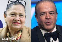 La fiscal general de Guatemala, María Consuelo Porras, y el dueño del Miss Universo acusado de liderar una red de tráfico de drogas y combustible, Raúl Rocha Cantú. Foto La Hora: MP / AP.