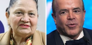 La fiscal general de Guatemala, María Consuelo Porras, y el dueño del Miss Universo acusado de liderar una red de tráfico de drogas y combustible, Raúl Rocha Cantú. Foto La Hora: MP / AP.