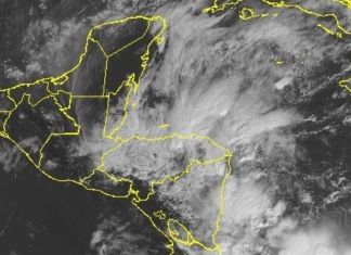 Imagen del frente fío en el territorio nacional. Foto La Hora: Conred