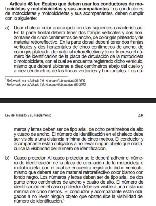 Equipo establecido para motoristas. Foto La Hora: Reglamento de Tránsito.